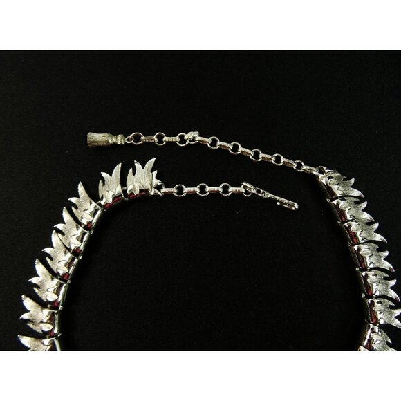 Coro Vintage Necklace Silvertone Choker Statement 15in Fringe Pattern - Picture 3 of 10